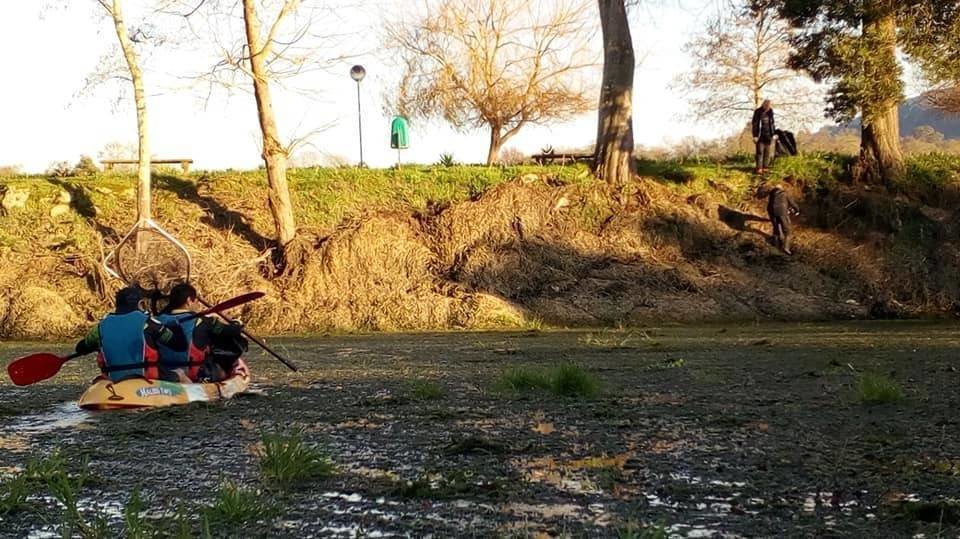 Varios miembros de la asociación Cerveira Team Running se unieron este sábado para otra acción para limpiar el río Minho, esta vez en Marina da Lenta.