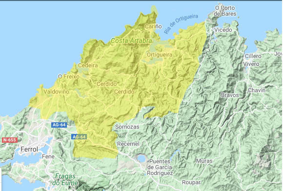 Área del Proyecto de Geoparque del Cabo Ortegal.
