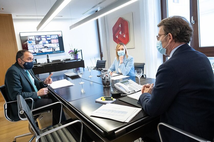 O titular do Goberno galego, Alberto Núñez Feijóo, reúnese por videoconferencia co comité clínico de expertos sanitarios. 