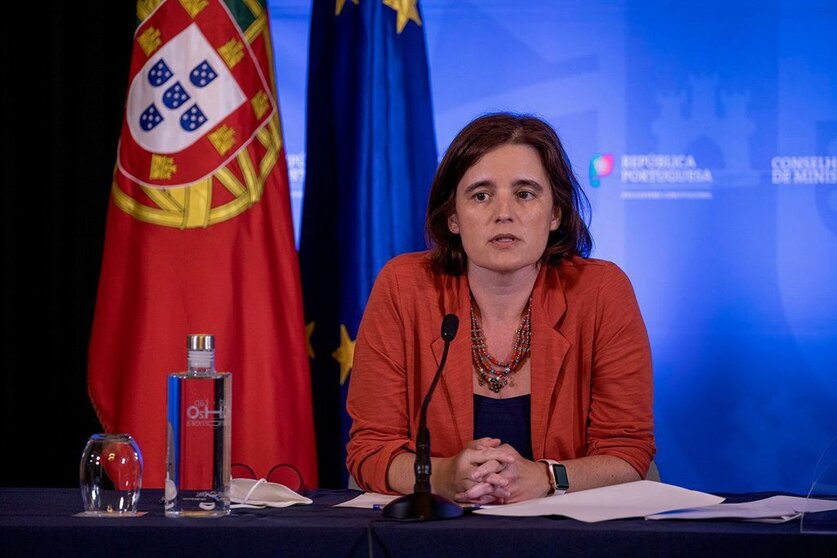 Ministra de Estado y Presidencia, Mariana Vieira da Silva, en la rueda de prensa posterior a la reunión del Consejo de Ministros, Lisboa, 17 de junio de 2021 JOÃO BICA.