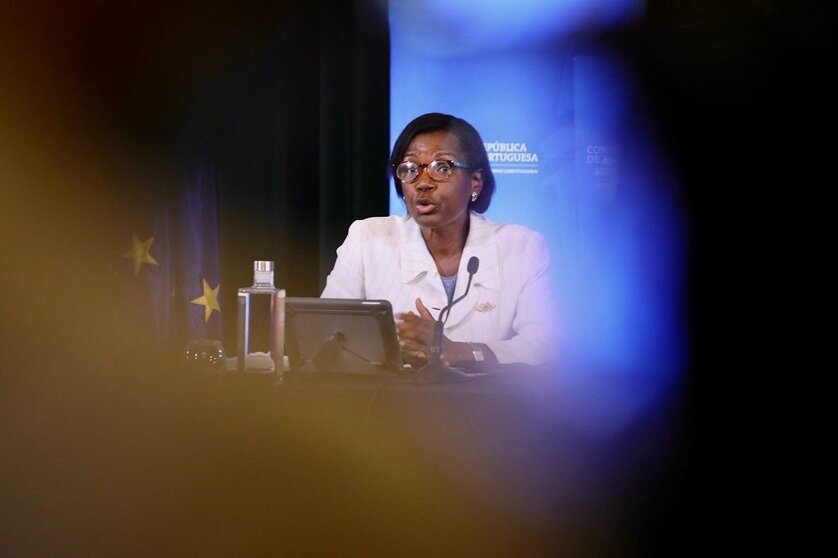 La ministra de Justicia, Francisca Van Dunem, en la conferencia de prensa posterior al Consejo de Ministros.