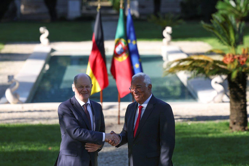 Primeiro-Ministro António Costal e Chanceler federal da Alemanha Olaf Sholz fazem declaração pública, Lisboa.