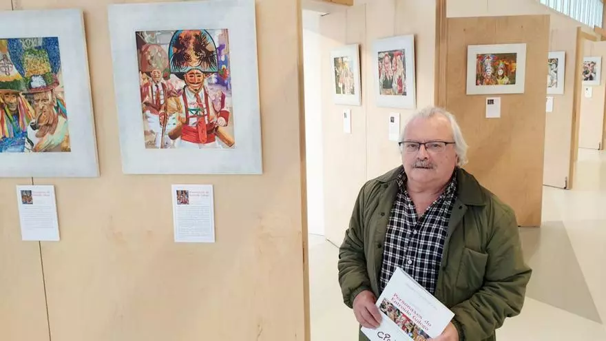 Carlos Padin, en otra exposición relacionada con el Carnaval en el Valle Miñor.